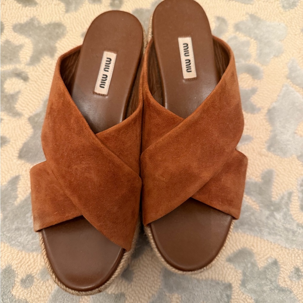 Miu Miu Women's Tan Suede Mules